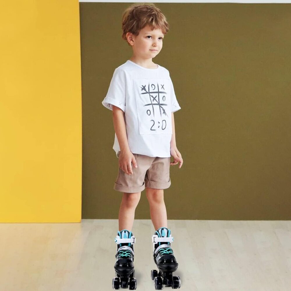 Sowume Kids Black Adjustable 8 Wheels Shine Safe And Fun Illuminating Skates - Picture 7 of 7